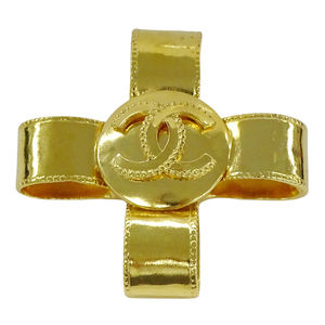 Chanel CHANEL Brooch for Women, Brand GP Cross Ribbon Coco Mark Gold 97A
